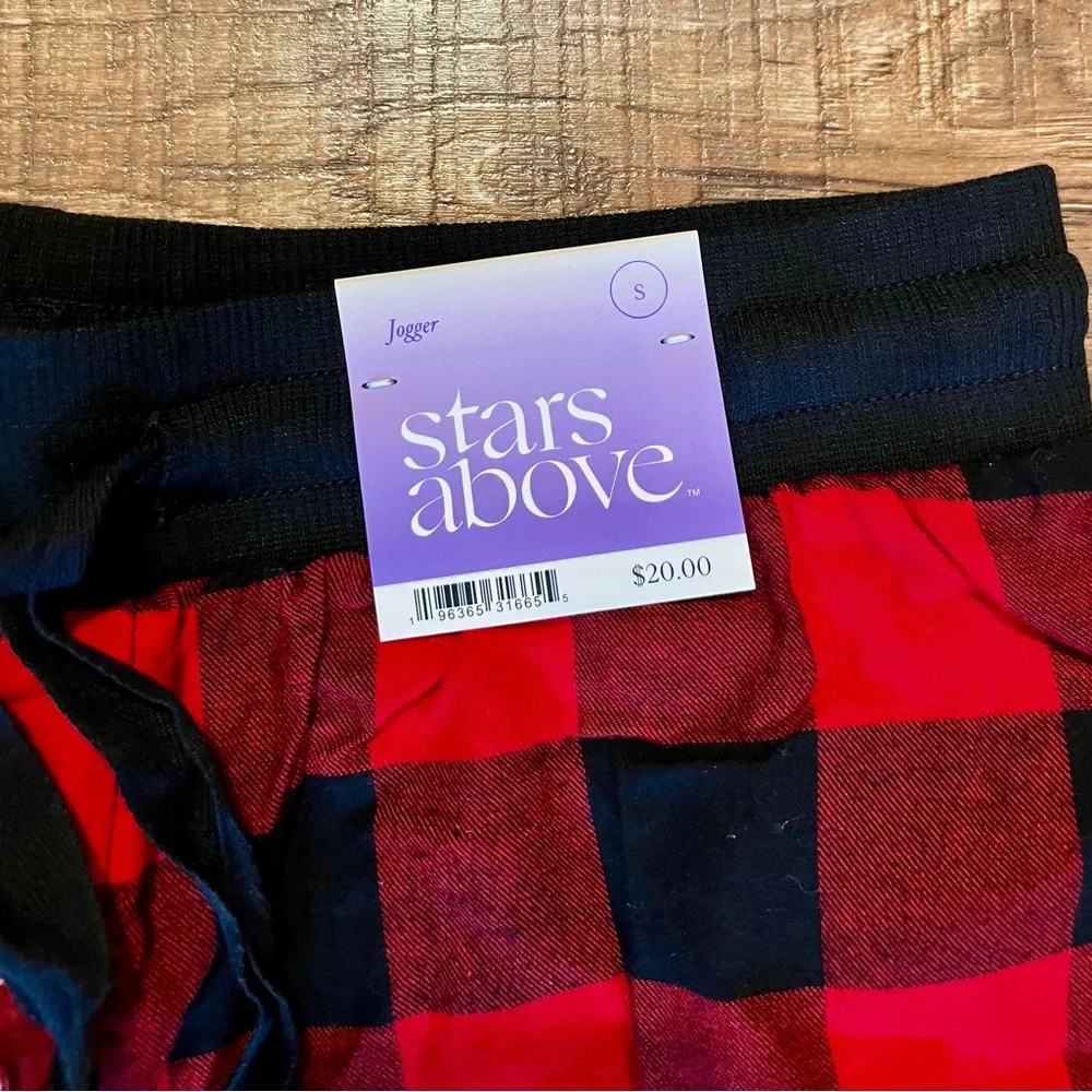Stars Above Red and Black Plaid Jogger